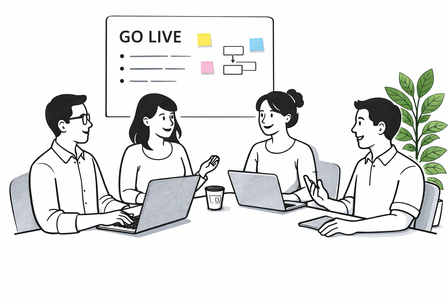 Réunion apaisée sur le go live d'un projet