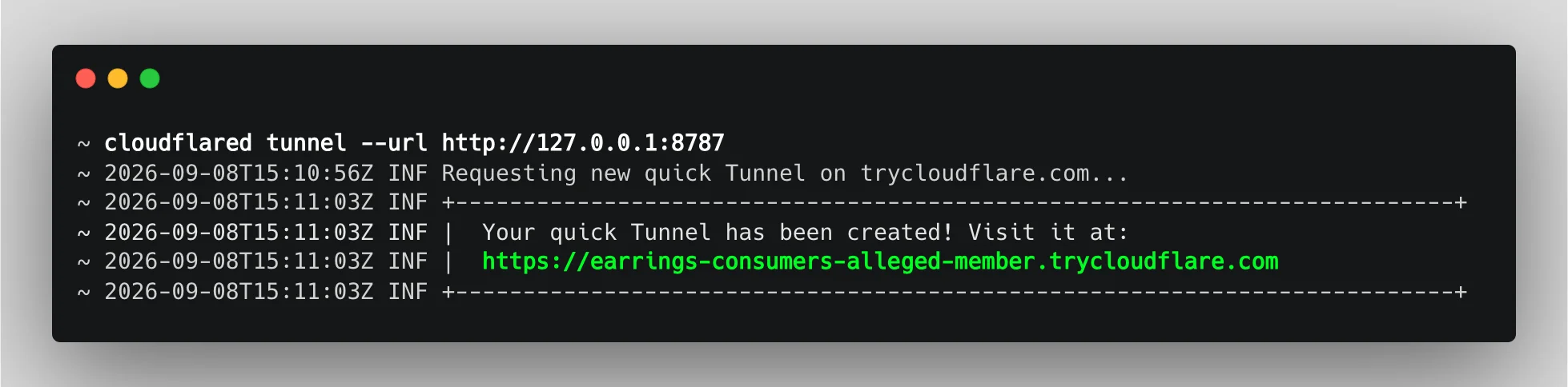 Capture d'une génération d'url temporaire par Cloudflare